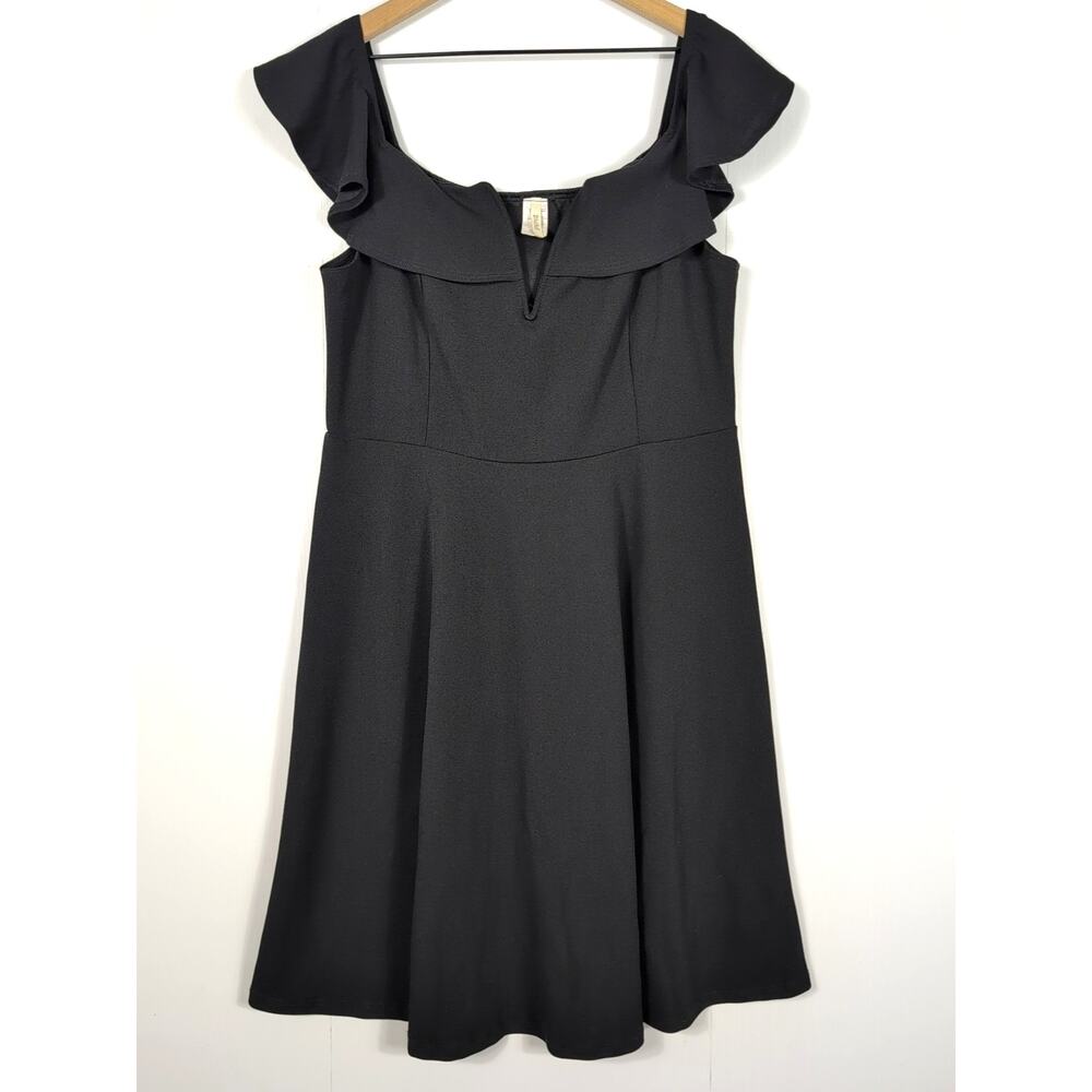Bluebell Women’s 2XL Black A-Line Dress – Off Shoulder Ruffle Gothic Witchy Fair